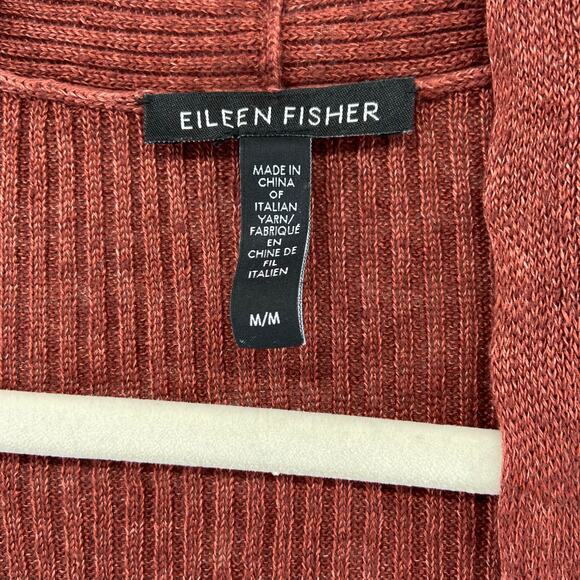 Eileen Fisher Linen Brown Open Front Cardigan Sweater Size Medium - Picture 2 of 6